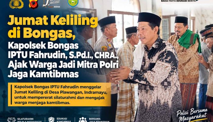 Jumat Keliling di Bongas, Kapolsek Bongas IPTU Fahrudin, S.Pd.I., CHRA., Ajak Warga Jadi Mitra Polri Jaga Kamtibmas